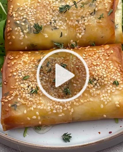 Feta wrapped in filo with honey