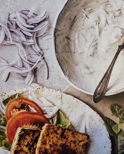 Gyros au tofu, sauce tzatziki