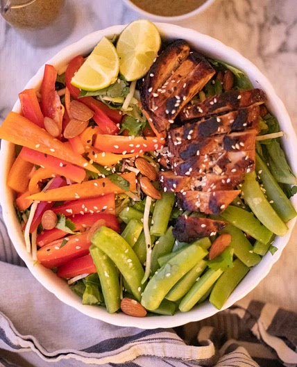 Asian Chicken Salad with Almond Cilantro Dressing