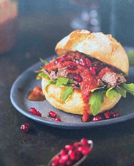 Lamb Burger with Pomegranate Seeds