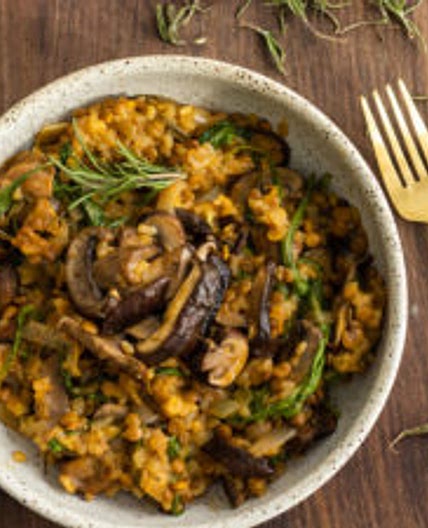 Vegan High Protein Mushroom Lentil Risotto