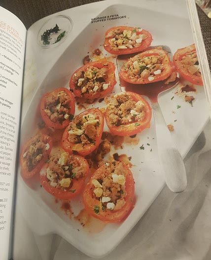 Sausage & feta stuffed tomatoes