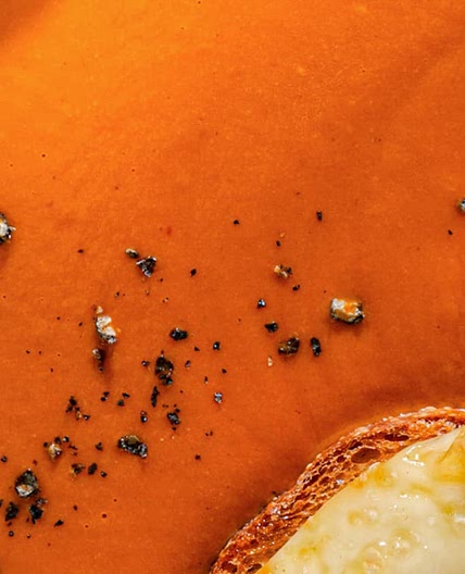Creamy Tomato Bisque with Brie Croutons