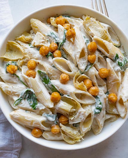 Creamy Vegan Artichoke Miso Pasta