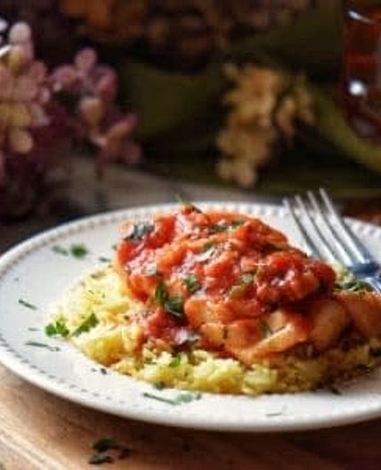 Cod with tomato rice