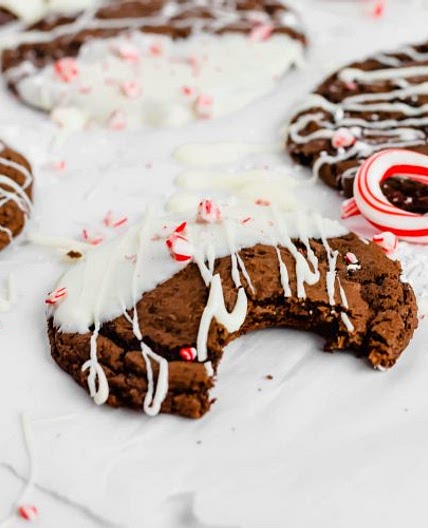 White Chocolate Dipped Peppermint Cookies