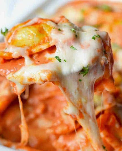 Baked Ravioli and Vodka Cream Sauce