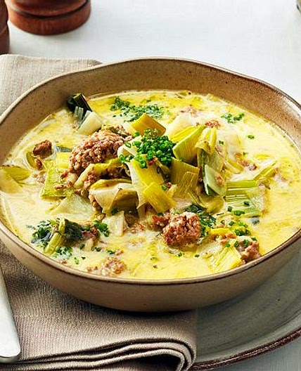 Käse-Lauch-Suppe mit Hack