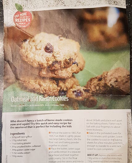 Oatmeal and raisin cookies