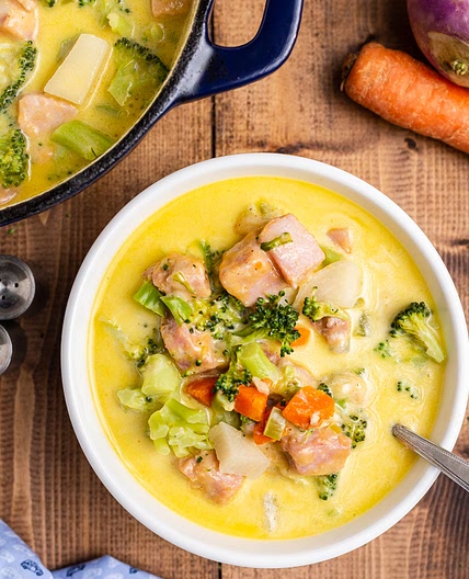 Keto Cheesy Ham Chowder