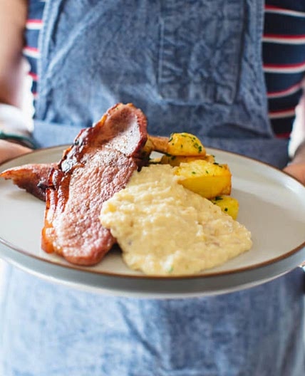 Ham, Bread Sauce and Herby Root Veg