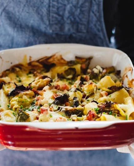 Brussels Sprout and Pancetta Pasta Bake