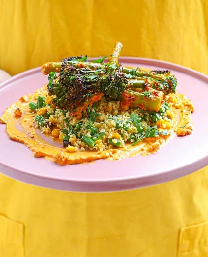 Harissa Broccoli and Roasted Corn Couscous