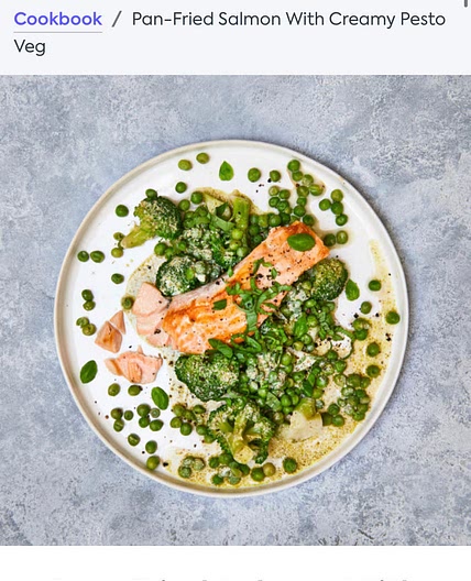 Pan-Fried Salmon With Creamy Pesto Veg