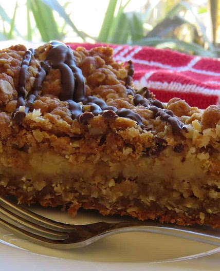 Anzac Slice with Caramel Centre