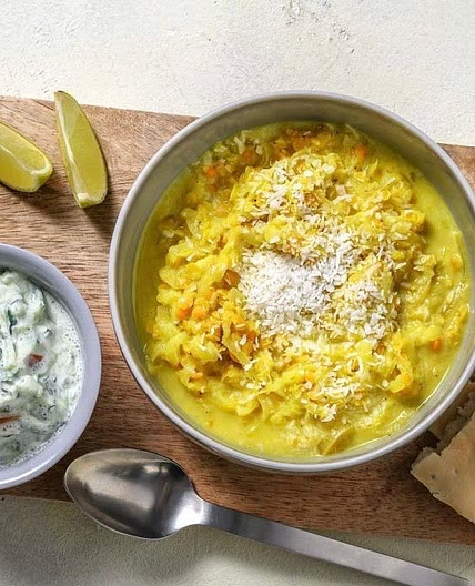 Lentil dahl with ginger and apple