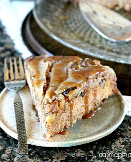 Upside Down Maple Pear Walnut Skillet Cake