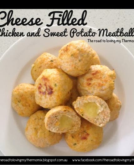 Cheese Filled Chicken and Sweet Potato Meatballs - The Road to Loving My Thermo Mixer