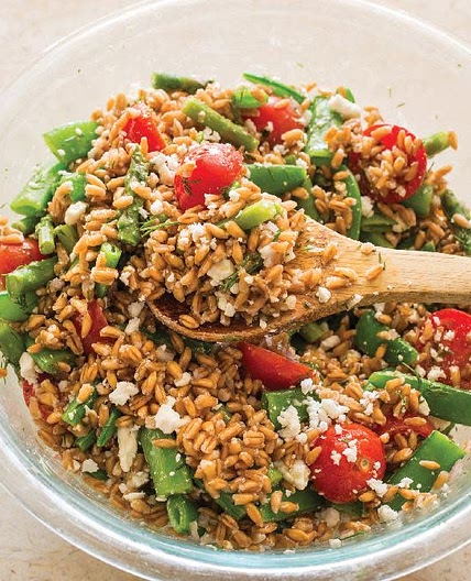 *0317kcal[8.6][10/10]* Farro Salad with Asparagus, Snap Peas, and Tomatoes