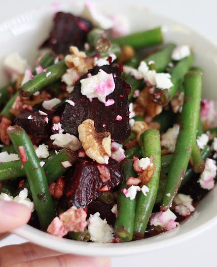 Beetroot, Green Beans & Feta high fibre 4 serves 112calories each  15.9g carb 5g fat 4.2g protein*