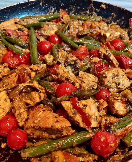 Chicken and Veggies with Basil Pesto