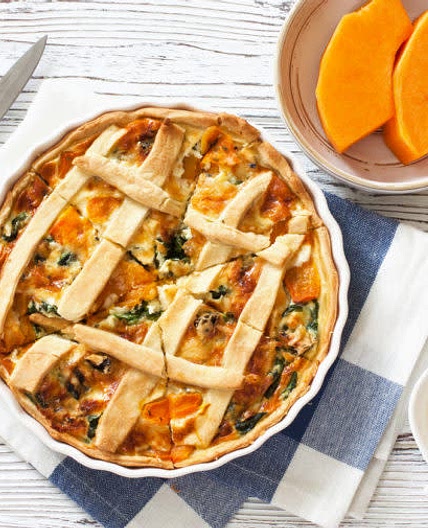 Quiche au potimarron et aux épinards