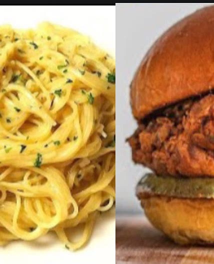 Seasoned Angel Hair Pasta with Chicken Sandwich