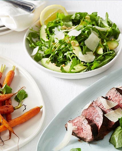 Grilled Beef Tagliata with Baby Carrots & Rocket Salad