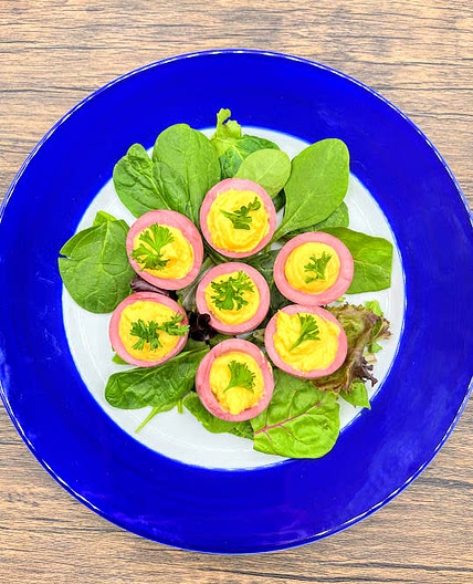 Beets Colored Deviled Eggs