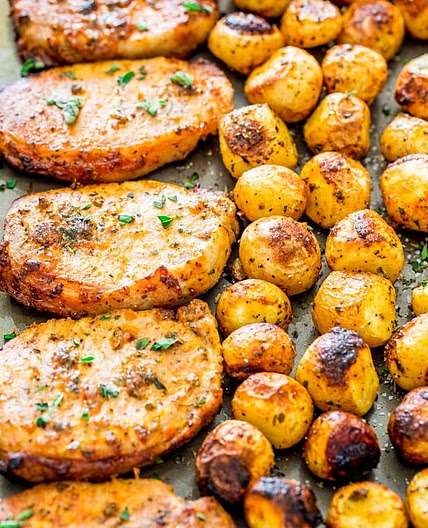 Ranch Pork Chops and Potatoes Sheet Pan Dinner