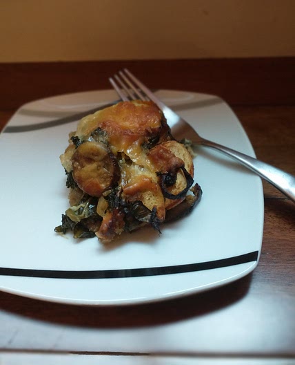 Remix: Caramelized Onion, Mushroom & Kale Strata