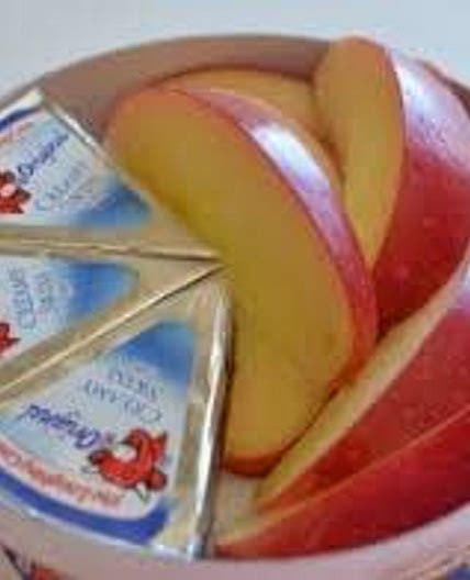 Cheese slices and apple