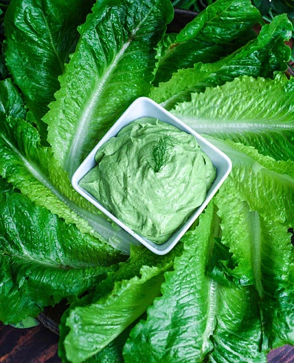 Creamy Avocado Basil Kale Dip...with  Lettuce Boats