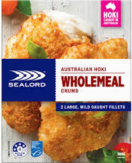 Hoki wholemeal fish- Fish and chips 285 cal 35g carbs 8 fat 18g protein*