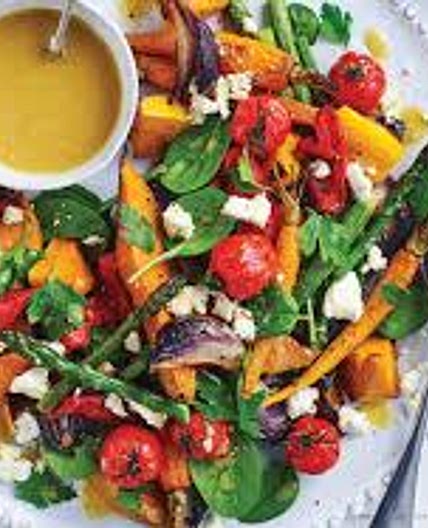 Roasted vegetable and pine nut salad vit a 8 serves 153 calories each 16.4g carb 6.7g fat 7.7g protein *