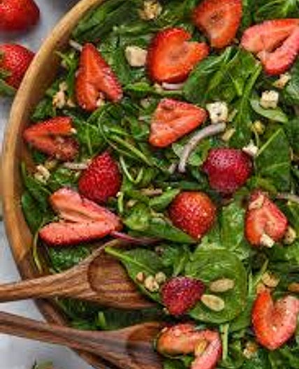 Spinach strawberry salad vit c 4 serves 37 calories each*