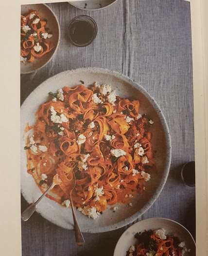 Crispy caper & slow-roasted tomato pappardelle