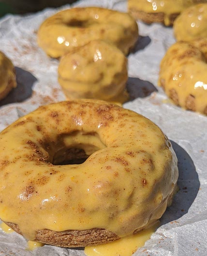 Pumpkin Spice Donuts w/ Cream Cheese Glaze
