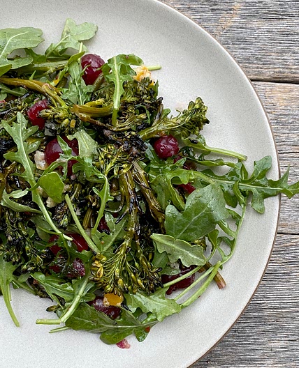 Grilled Broccolini & Arugula Salad w/ Pickled Cranberries