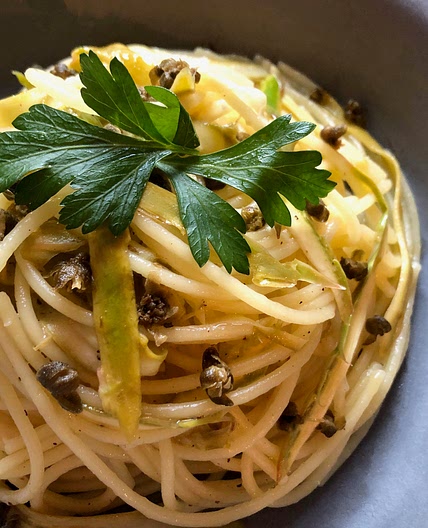 Piccata Pasta w/ Shaved Asparagus