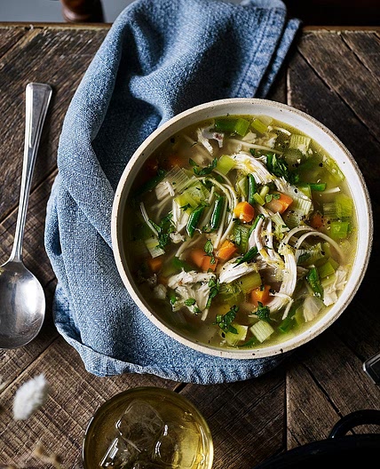 Chicken and leek noodle soup