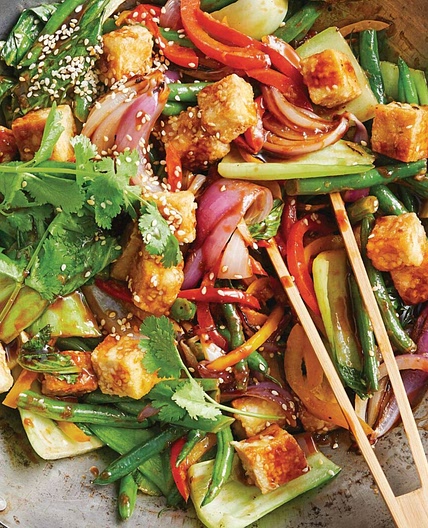 Healthy sesame tofu and vegetable stir fry recipe