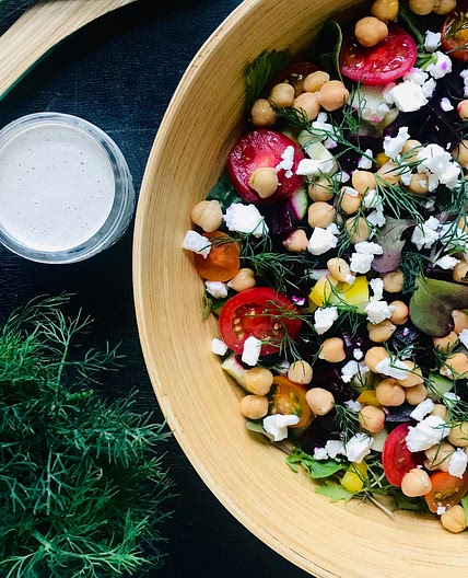 MEDITERRANEAN SALAD w/ CREAMY GREEK DRESSING