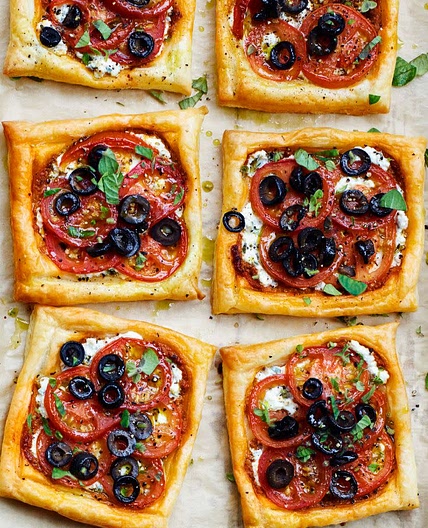 Tomato, Black Olive & Ricotta Puff Tarts