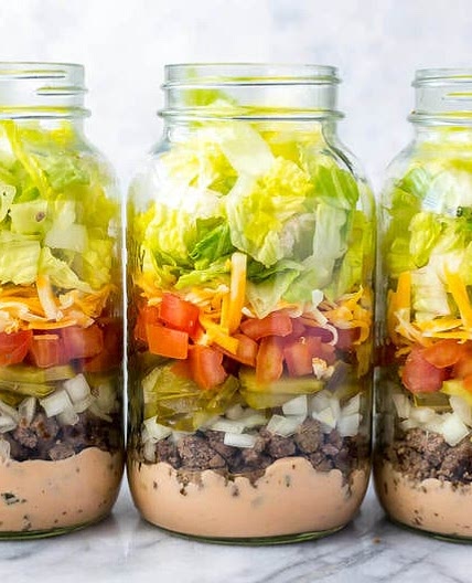 Big Mac Salad Jars {Meal Prep, Low Carb}