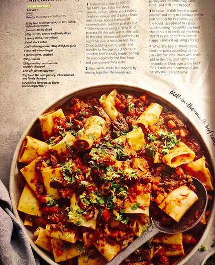 Shredded beef Ragu with lemon and parsley