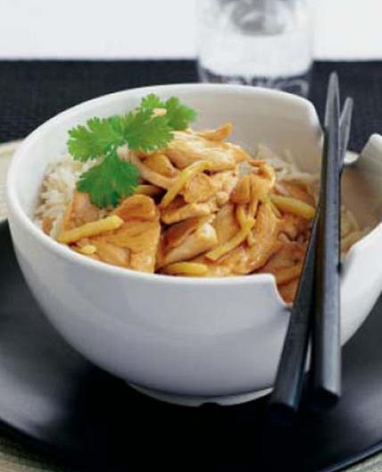 Stir-fried chicken with soy, ginger and garlic