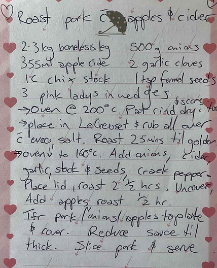 Roast pork, apples and cider 