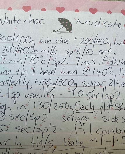White choc mud cake
