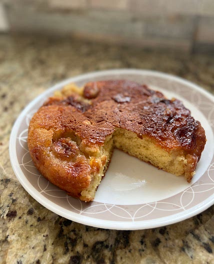 Caramelized Banana Pancake Cake in a pan